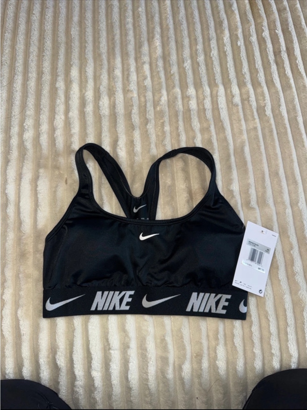 Nike Black & White Logo Racerback Sports Bra